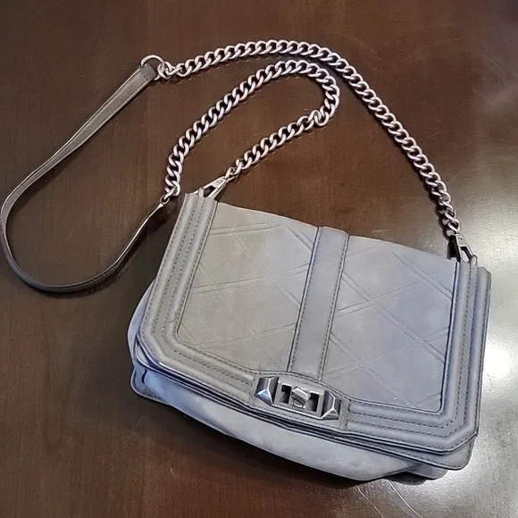 Rebecca Minkoff Grey Suede Shoulder Bag with Chain Strap - Picture 1 of 7